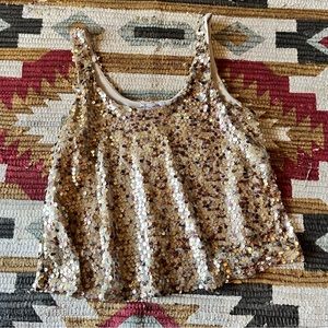 Gold Sequin Cropped Tank